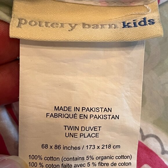 Pottery Barn Kids Sabrina TWIN Duvet Cover 100% Cotton Pink Butterflies on Green - Picture 5 of 8
